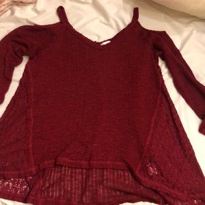 Maroon cold shoulder sweater